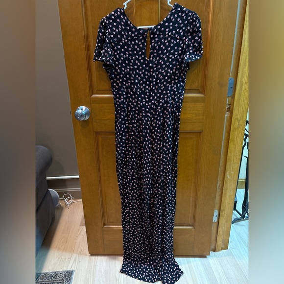 Free People Women’s Mia Empire-Waist Jumpsuit Size 6 Black & Pink Floral Print - Picture 12 of 13